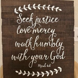 Inspirational Brown Wall Decor with White Text Bible Verse